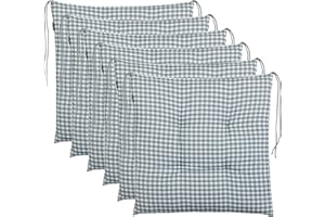 Brandsseller Cojín de asiento para silla, a cuadros, 40 x 40 cm, color antracita, gris claro, marrón, beige (paquete de 6, gris)