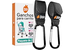 Baby Uma Ganchos Carro Bebé (Pack de 2) - Accesorios Bebé, Hasta 5 kg, Ajuste Universal, Antideslizante, Ligero y Duradero (Negro)