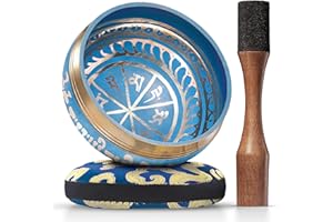Bol Tibétain – Bol Tibétain Chantant pour la Purification et la Méditation – Silent Mind – Bol Méditation – Inclut un Maillet avec Prise en Main Type Crayon et un Coussin