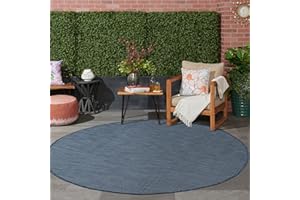 Jimri Tapis d'intérieur et d'extérieur Tapis résistant aux intempéries pour Balcon, terrasse, Jardin, Salon, Cuisine Tapis de Sol Durable, résistant aux Rayons UV – Dimensions : 200 cm Round, Bleu
