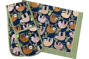Darthome Ltd Ulster Weavers Hanging Around Sloth Kitchen Cotton Tea Towel Double Oven Gloves (Set Of 2)