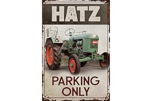 ‎LUCKYLINDE Wetterfestes Traktor Parkplatz Hinweisschild - Parking Only passend für Hatz Traktor, Trekker, Bulldog Liebhaber, Sammler und Schrauber, 30x20 cm