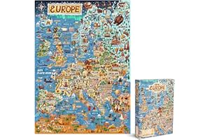 bopster 1000 Piece Map of Europe Puzzle - European Jigsaw Puzzle for Adults and Kids - Geography Gifts by bopster