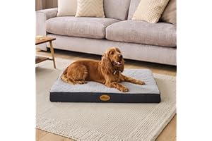 Silentnight Crate Dog Bed - Orthopaedic Firm Support Pet Mattress with Non-Slip Base - Comfort & Support Mat Reduce Pressure on Joints, Removable and Washable Sherpa Cover, Large 68x92cm, Grey