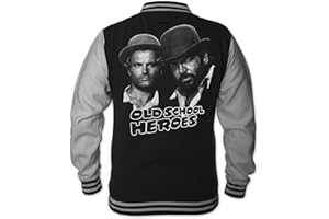 BUD SPENCER OFFICIAL Bud Spencer Old School Heroes College - Giacca da uomo, colore: Nero