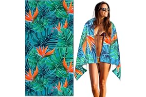 Lubibi Ręcznik plażowy z mikrofibry, 160 x 80 cm, bez piasku, lekki, szybkoschnący, duży ręcznik plażowy z mikrofibry, dla mężczyzn, kobiet i dzieci, do sauny, jogi, uprawiania sportu i na plażę