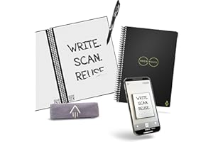 Rocketbook Lined Cuaderno Inteligente - Reutilizable Digital Libreta A5, Bloc De Notas De Hojas Rayadas Planificador Semanal, Gadgets Tecnologicos Frixion Pilot Borrable y Paño de Microfibra Incluido