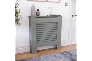 Vida Designs Milton osłona grzejnika szara tradycyjna malowana szafka MDF, mała (wys.: 82/szer.: 78/D: 19 cm)