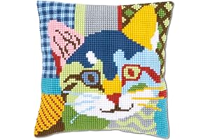 Vervaco Punto De Cruz Kit Cojin Decorativo Gato CALICÓ Manualidades Adultos Decoracion Bordar Kit Principiantes Completo DIY Bordado Creativo Regalo ca. 40x40 cm Cross Stitch Embroidery