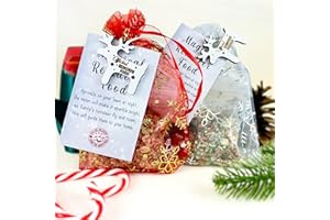 Fuzzy Cactus Magical Reindeer Food - Bag, Food & Charm - Father Christmas Eve Box Stocking Filler Magic Kids Tradition - Wildlife Friendly Bird Seed (Red Bag)