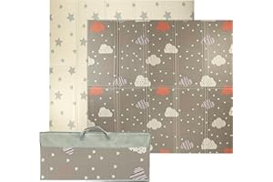 IBERIMARCAS Tappeto giochi bebe imbottito, pieghevole, spessore 1,5cm, 200x180cm, sensoriale, impermeabile, non tossico, tappeto reversibile. Tappetino versatile per bambini, perfetto per gattonare in sicurezza
