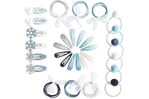 Papierdrachen 48 specjalnych spinek do włosów i gumek do włosów w wielu kolorach – trwałe i wytrzymałe – dla dzieci z brokatem i pokryciem materiałowym – ozdoba do włosów *Księżniczka Śniegu" – do