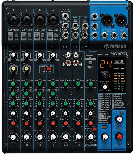 YAMAHA MG10X Analog Audio Mixer (4 XLR + 3 Stereo + Effects
