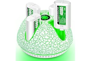 HELLCOOL Lot de 4 batteries 4080 mWh pour manette Xbox One/Xbox Series X&S, compatible avec Xbox One S/X/Elite, Xbox Series X/S, apparence cool, autonomie de 12 heures, affichage LED