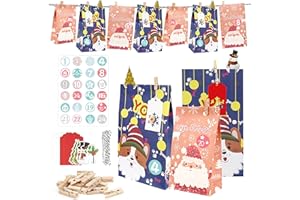 ‎ANPLUS Adventskalender Zum Befüllen, Pappeier Zum Befüllen Kinder Groß Geschenk Papiertueten Zum Selber Befüllen Basteln Advents Tüten Groß DIY XXL, Adventskalender Selber Machen, Weihnachtskarten 24 PC