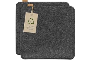 ‎MIQIO Miqio Design Filz Sitzkissen Eckig mit Antirutschnoppen | 35cm | 2er-Set | Indoor und Outdoor | Nachhaltig aus recycelten PET Flaschen | Waschbare Stuhlkissen rutschfest | Dunkelgrau