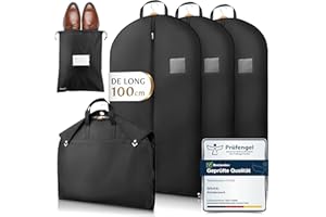 Bruce.® 3x Premium Housse Vetements à Suspendre 100x60cm avec 1 Sac à Chaussures, Pliable Housse de Rangement Vetement Penderie and Voyage, Idéale comme Housse Costume Homme, Robe de Mariée