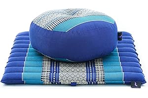 LEEWADEE Set da Meditazione: Piccolo Cuscino Zafu e Tappetino Zabuton, Kit Tailandese per meditare in kapok