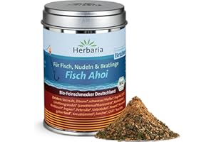 ‎HERBARIA Herbaria Fisch Ahoi bio 85g M-Dose – fertiges Bio-Gewürzsalz für gebratene oder gegrillte Fischgerichte, Meeresfrüchte und Bratlinge – in nachhaltiger Aromaschutz-Dose
