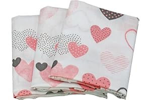 CLEVERE KIDS BABY-COLLECTION Clevere Kids Lot de 3 Langes en Mousseline, 35x35 cm, certifiés Oeko-Tex, 100% Coton (Coeurs Pastels)