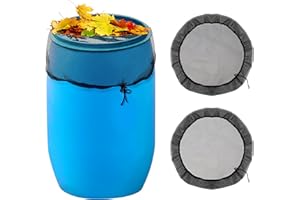 JOHOTONE Rain Barrel Net Cover Adjustable Water Butt Net Round Bucket Mesh Cover for Outdoor Garden Rain Butts 60cm 2pcs Black