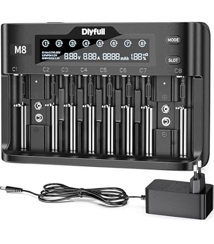 Caricabatterie Universale Per Pile - 2 Slot, LED Indicatore, Per AA AAA C D 18650, Con USB - Foto 9