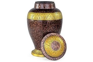 NAGINA INTERNATIONAL Urnas de cremación de metal de aluminio para cenizas y restos mortales. Urnas hermosas hechas a mano para humanos y mascotas (mármol marrón)