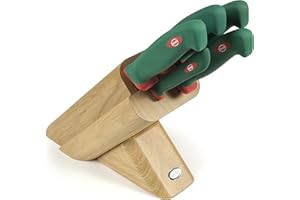 Sanelli 931605 Ceppo Coltelli Leck, Legno, Verde/Rosso, 5 unità