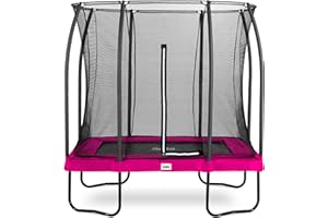 Salta Comfort Edition Trampoline d'extérieur, 214 x 153/305 x 214/366 x 244 cm, certifié TÜV, Noir/Vert/Rose, kit avec Tapis de Saut, Filet de sécurité, Ressorts galvanisés, Housse de Bord