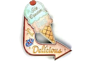 DiiliHiiri Heladería Cartel Retro Luminoso Cerveza Bar Restaurante Cafeteria Estilo Vintage Letrero Metálico de Artesanía Accesorios de Decoración Hogar de los Años 50 (Ice Cream, Helado)