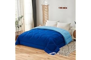 NOVOTEXTIL Edredón Relleno Nórdico Cama 135 (220x220) para Verano y Entretiempo, Edredón Bicolor de Fibra 180 gr/m² - Nórdico Suave, Ligero, Reversible y Transpirable (Marino/Báltico)