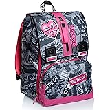 Seven Zaino Scuola Triplicabile, Rosa Grigio, Keep Flag, Zaino Doppio Scomparto Estensibile con Tasca Esterna Richiudibile, S