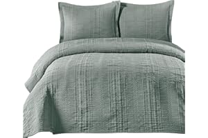 ‎ELART Elart Tagesdecke 220x240 cm und 2 Kissenbezüge 50x70 cm | Bettdecke, Bettüberwurf, Tagesdecken | Jacquard-Gewebt Wohndecke weich und Modern | Grün