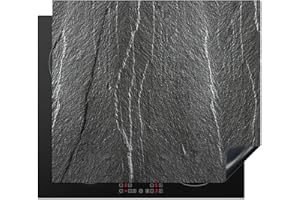 KitchenYeah© Herdabdeckplatte Einteilig Küche Abdeckplatte für Ceranfeld Abdeckung Induktionskochfeld Platte Aufrollbare Matte Stein - Anthrazit - Grau - 60x52 cm