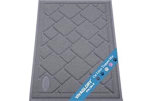 VIVAGLORY Mata na Kuwetę, Wytrzymała Mata dla Kota, 90×60 cm, Zatrzymuje Żwirek, Szara