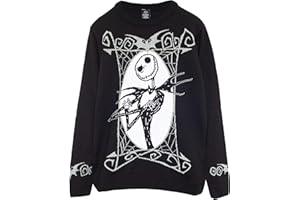Popgear Boy's Disney The Nightmare Before Christmas Jack Portrait Knitted Jumper Black Sweaters