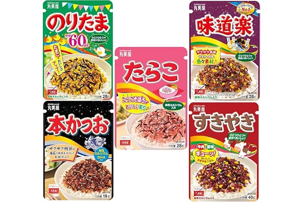 Furikake japansk strössel för Bento-ris, blandade smaker - Noritama, Ajidouraku, Katsuo, Sukiyaki, Tarako - 5 smaker - Tillverkad i Japan