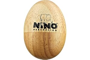 Nino Percussion Wood Egg Shaker - Small Rattle Egg for Children from 3 Years - Musical Instrument - Siam Oak, Natural (NINO562)