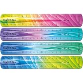 Règle Pliante Transparente De 30 Cm - Avec échelle Centimètre/pouce Et Fonction Rapporteur - En Plastique Incassable - Bleu + Rose
