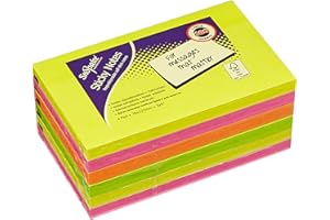 Snopake 127 x 76 mm Neon Assorted Sticky Notes Pack of 6, 100 Sheets per Pad 13528