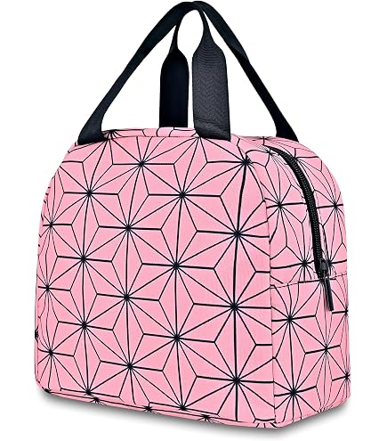 Roffatide Anime Demon Slayer Kamado Nezuko Sac À Dos pour Ordinateur Portable Toile Sac À Dos Rabat Imprimé Cartable Collège Bookbag Rose