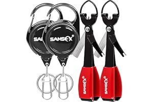SAMSFX Herramientas de amarre de nudos de pesca con mosca, herramienta de nudo rápido para anzuelos de pesca, señuelos, moscas, respaldo de línea de trucha, viene con retractores Zinger