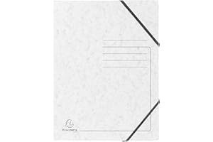 Exacompta 555406E Teczka na dokumenty, z mocnego kartonu Colorspan, 24 x 32 cm, na dokumenty A4, 2 gumki na rogach teczki, teczka na prospekty, 5 sztuk kolor biały