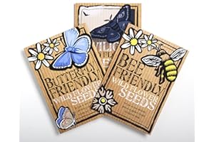 BEE FRIENDLY SEEDS Trio pack of Bee, Butterfly and Moth Friendly Wildflower Seeds, beautiful Native flowers in many colours, over 1000 Seeds, RHS Plants for Pollinators mixes