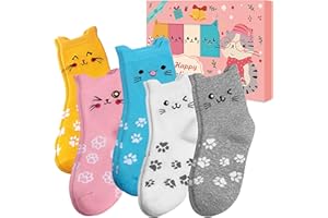 YULARA Regalo Natale Calze Gatto Donna: Regali di Natale per Lei Originali Utili Accessori Regalini Natalizi per Mamma Amica Ragazza Famiglia Colleghe, Calzini Donna Divertenti Invernali Regali Amanti Gatti