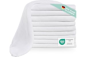 Laleni Lot de 20 Lange Bebe 70x70 - Langes Coton bébé Haute qualité 100% Coton Multi-Usage - Gaze de Coton mousselines très absorbantes - debarbouillette Bebe Lavable - Carre Coton Bebe - Blanc