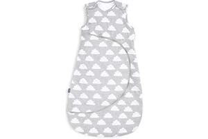 Snuz Baby Sleeping Bag with Nappy Zip - For Easy Nappy Changes, Super Soft Cotton Sleeping Bags with Perfect Fit Poppers, Meets British Safety Standard, Cloud Nine, 1 Tog 6-18M