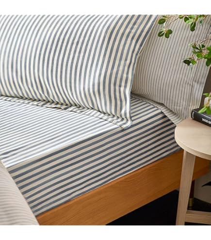 Yard Hebden Baumwoll-Bettwäsche King Size – Olivgrün Mit Mélange-Streifen, 100% Baumwolle