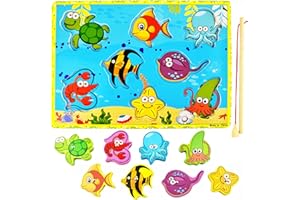 KOKOBOX Puzzle Bambini 2 3 4 Anni Puzzle In Legno Pesca Magnetica Gioco Pesca Bambini Pesca Pesciolini Gioco Magnetico Gioco Pesca Pesci Calamita Giocattoli Bambini Regalo Regalo Bambina Bambino