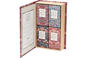 William Morris At Home Soap 4 x 50g, Guest Soaps Fragranced With Patchouli and Red Berry, Giftable Book Box, Vegan and Cruelty Friendly, Gift For Home Lovers
